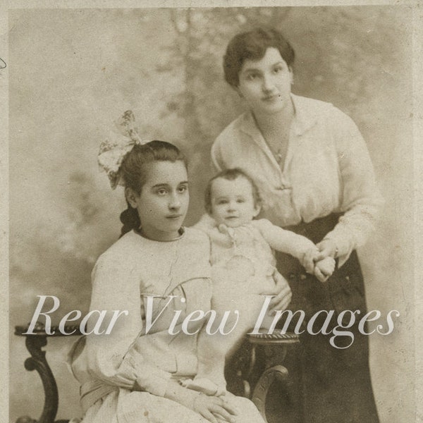 Antique Photo  - Turn of the Century Family with Baby - Digital Download