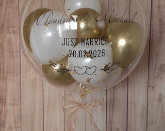 Palloncino personalizzato per matrimonio / Nomi degli sposi, data / Regalo trasparente a bolla