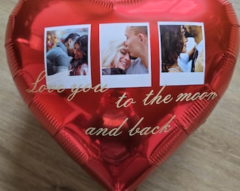 Personalisiertes Herz Ballon Geschenk mit Foto – Geburtstagsgeschenk individuell – Romantisches Geschenk für Partner