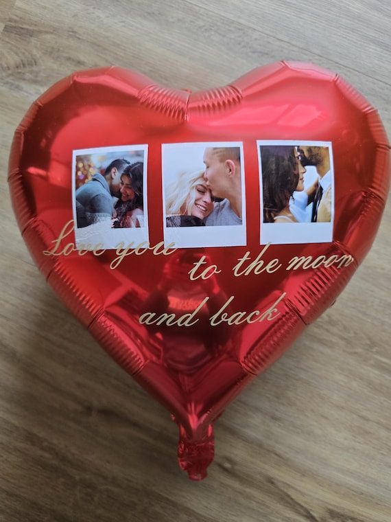 Personalisiertes Herz Ballon Geschenk mit Foto – Geburtstagsgeschenk individuell – Romantisches Geschenk für Partner