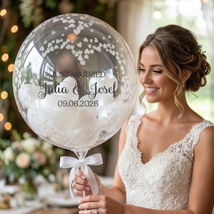 Personalisiertes Hochzeitsgeschenk mit Namen | Just Married Ballon | Hochzeitsballon | Geschenk für Brautpaar | Geldgeschenk Hochzeit | Bild 1
