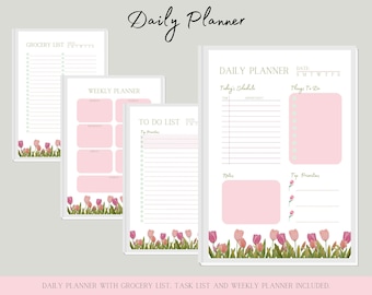 Tulip Daily Planner | Undated Organizer (Digital Download)