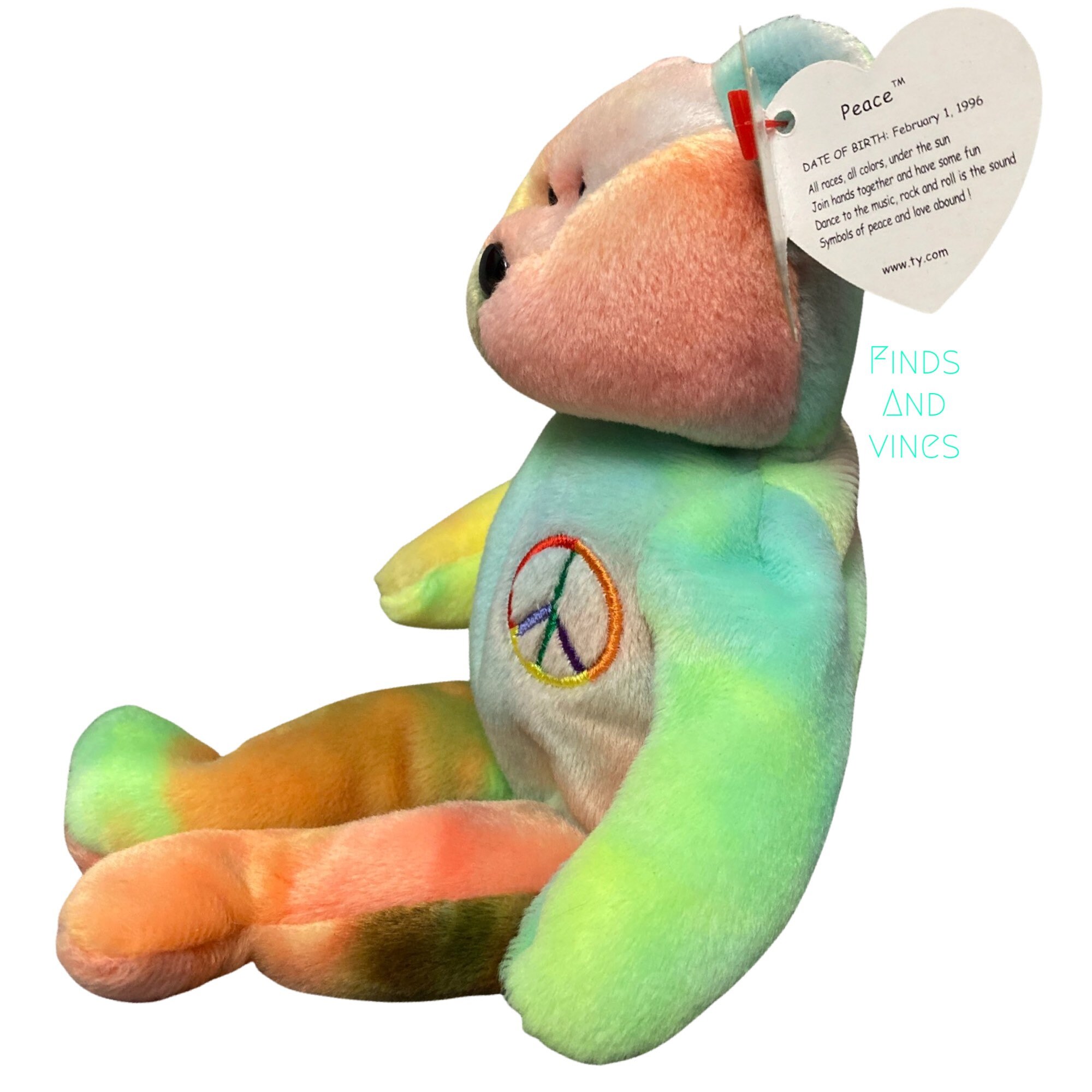 Rainbow peace best sale bear beanie baby