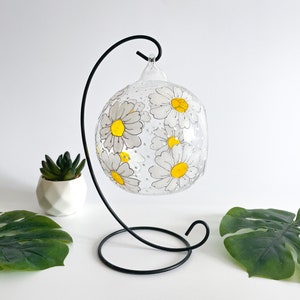 Daisy glass candle holder, hanging tealight, daisy home decor, Daisy gift