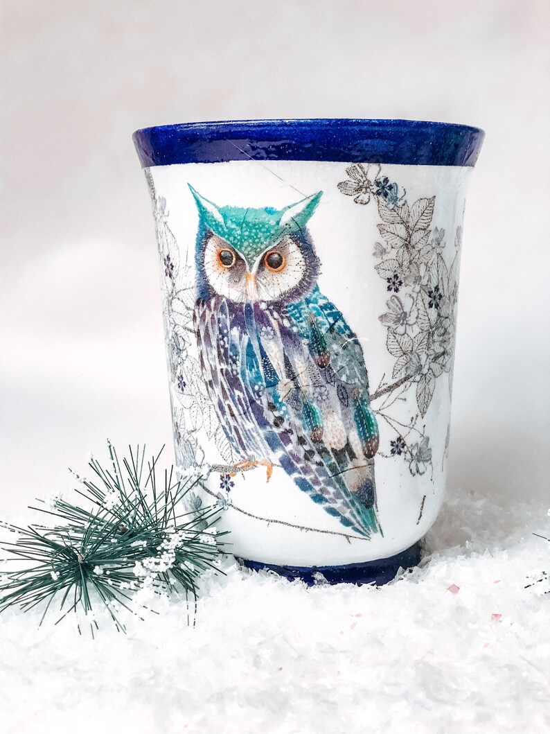 Owl Large Glass Vase for Flowers makes perfect vase gift for Etsy