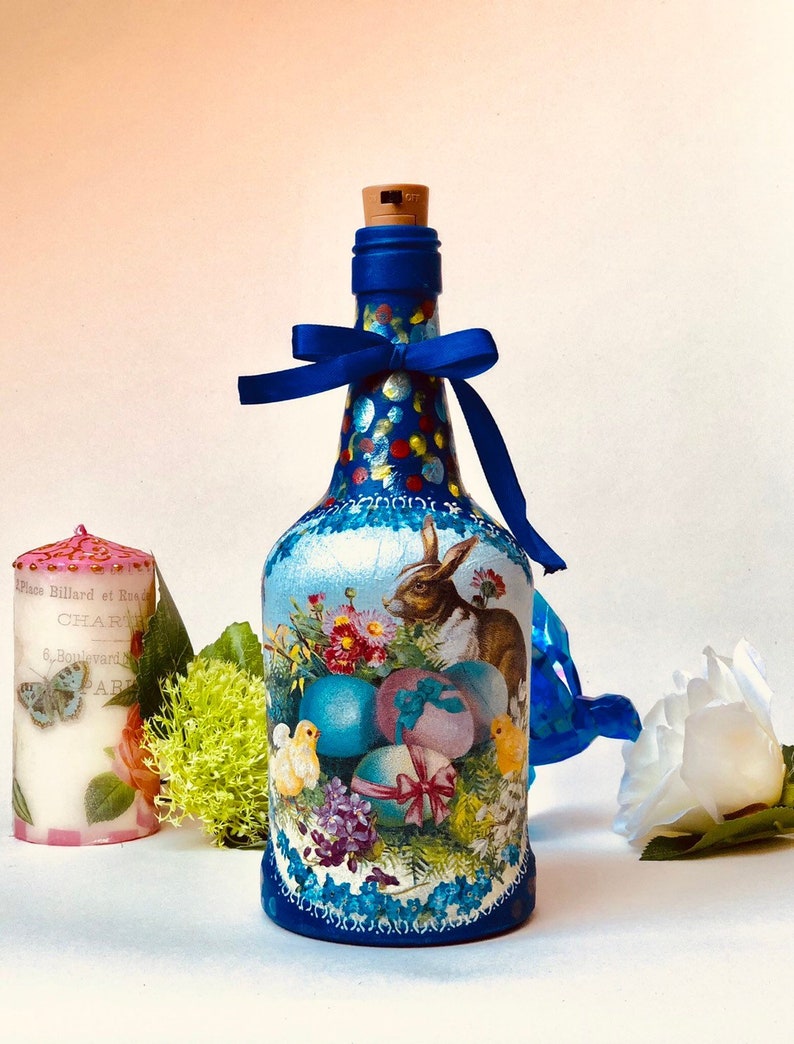 Easter Decorations Spring Gifts Light Up Bottle Shabby Etsy