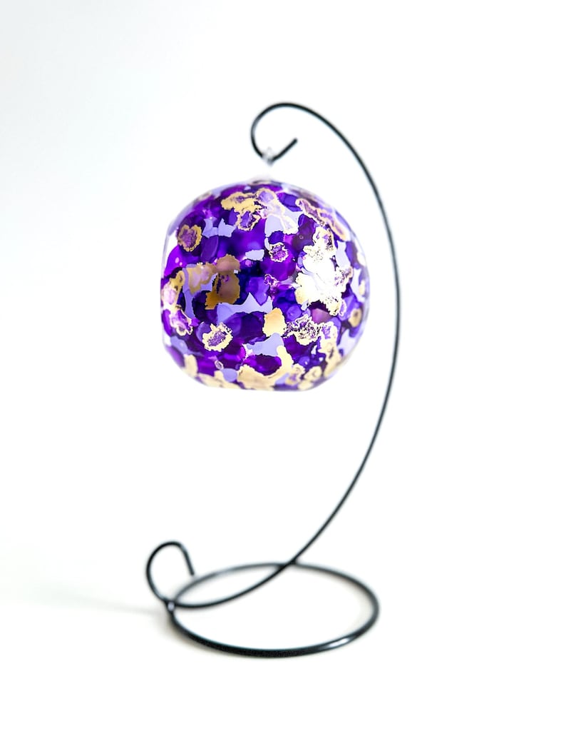 Purple Passion Abstract Glass Candle holder, Decorative Abstract Home Decor, Unique Gift for Home image 2