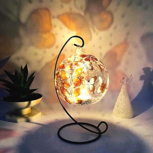 Hand painted Butterfly glass candle holder, stain glass hand painted candle holder, unique gift idea