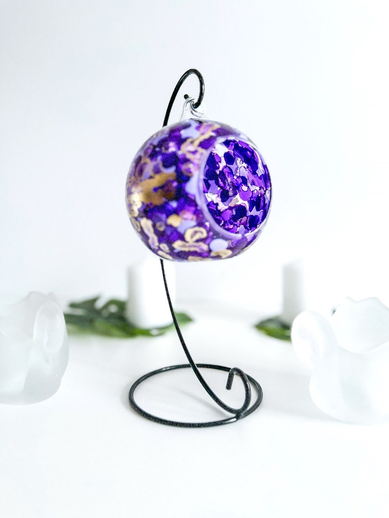 Purple Passion Abstract Glass Candle holder, Decorative Abstract Home Decor, Unique Gift for Home image 6