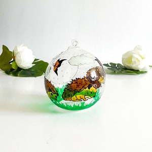 Hand Painted Hedgehog Glass Candle Holder, Hedgehog Home Decor, Hedgehog gift image 3