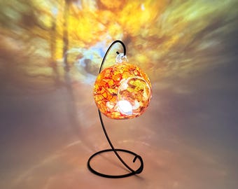 Terracotta and Gold Hand Painted Glass Candle Holder - Unique Home Décor