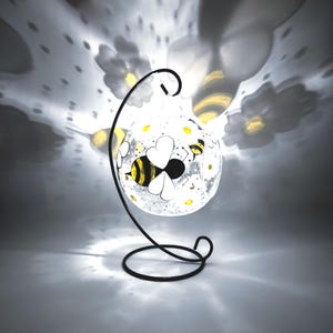 Glazen kandelaar Bumble Bee & Daisy, unieke woondecoratie bijen