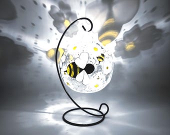 Bumble Bee & Daisy Glass Candle Holder, Bee Unique Home Decor