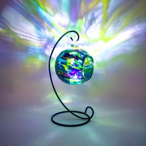 Abstract Northern Lights Inspired Glass Candle Holder, Hand Painted, Abstract Home Decor