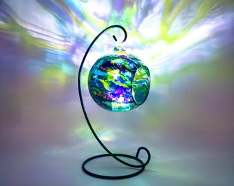 Abstract Northern Lights Inspired Glass Candle Holder, Hand Painted, Abstract Home Decor