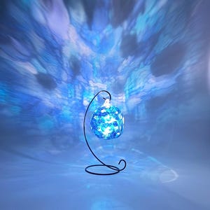 Abstract Under the Sea Blue Glass Candle Holder, Hand Painted, Abstract Home Decor