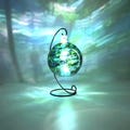 Tropical Ocean Inspired Glass Candle Holder, Hand Painted: Teal, Green and Gold Coastal Decor