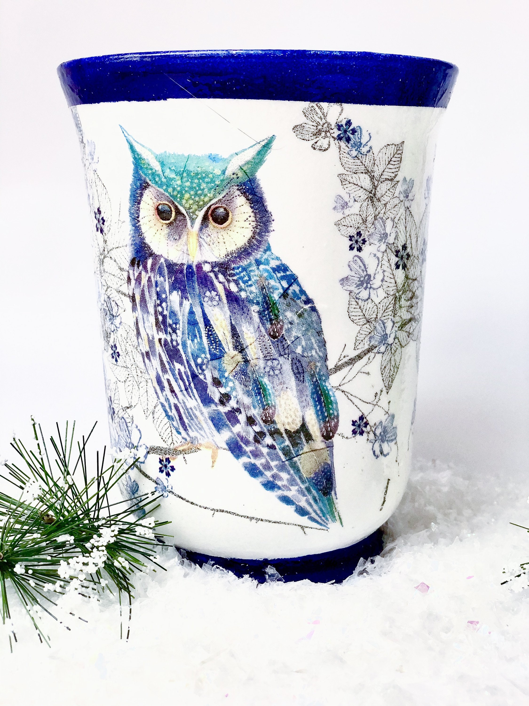 Owl Large Glass Vase for Flowers makes perfect vase gift for Etsy