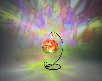 Hand-Painted Spring Meadow Glass Candle Holder: Abstract Home Decor