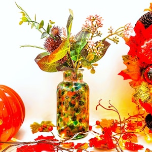 Handbemalte Herbst Glasvase: Einzigartige Herbst Dekoration