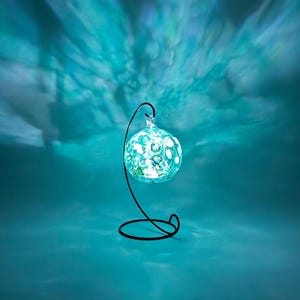 Abstract Teal & White Glass Candle Holder: Decorative Home Decor