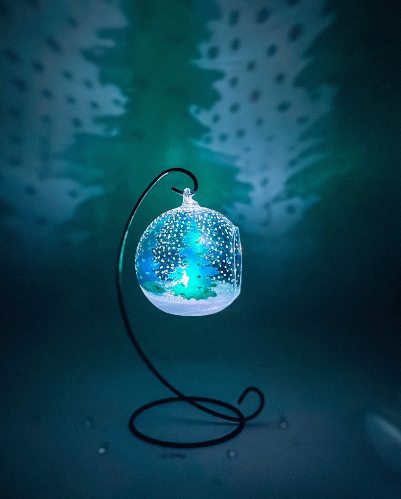 Christmas trees glass candle holder hand painted stain glass Etsy