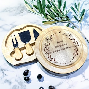 Personalised Engraved Cheese Board Gift Set,  Custom Wooden Charcuterie Board