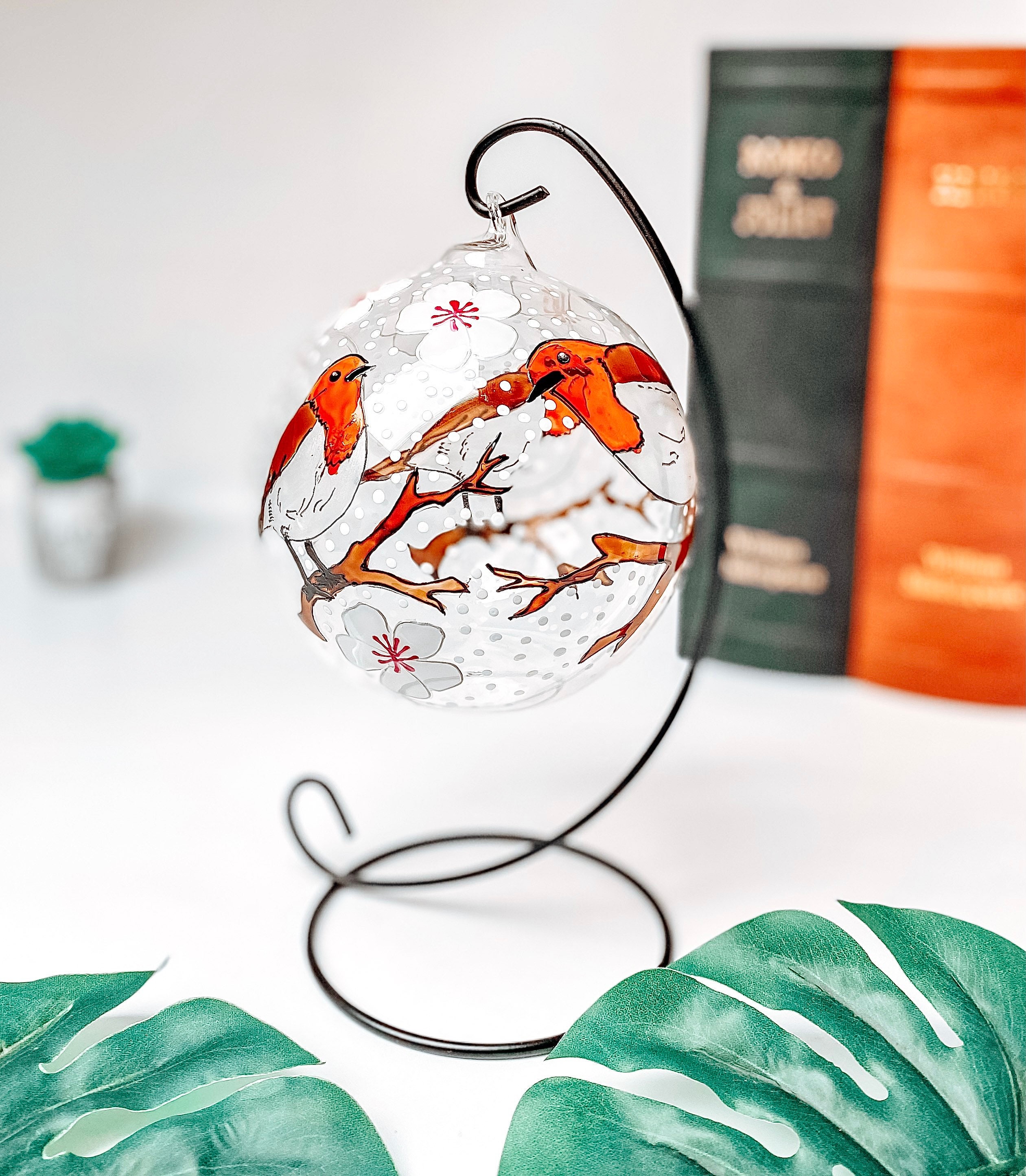 Robin glass candle holder robin decoration glass tealight Etsy