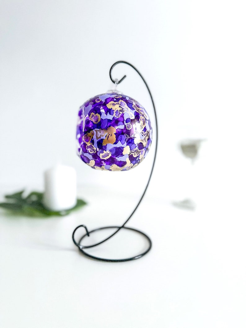 Purple Passion Abstract Glass Candle holder, Decorative Abstract Home Decor, Unique Gift for Home image 9