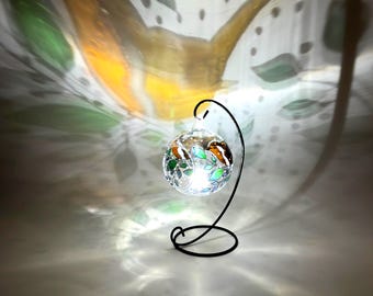 Portavelas de cristal con forma de petirrojo pintado a mano: decoración natural para el hogar