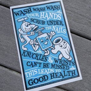 Hand washing decal sticker - homeschool, bathroom, sink - 5x7-weatherproof vinyl, hand-washing song and lyrics- hand hygiene education !!