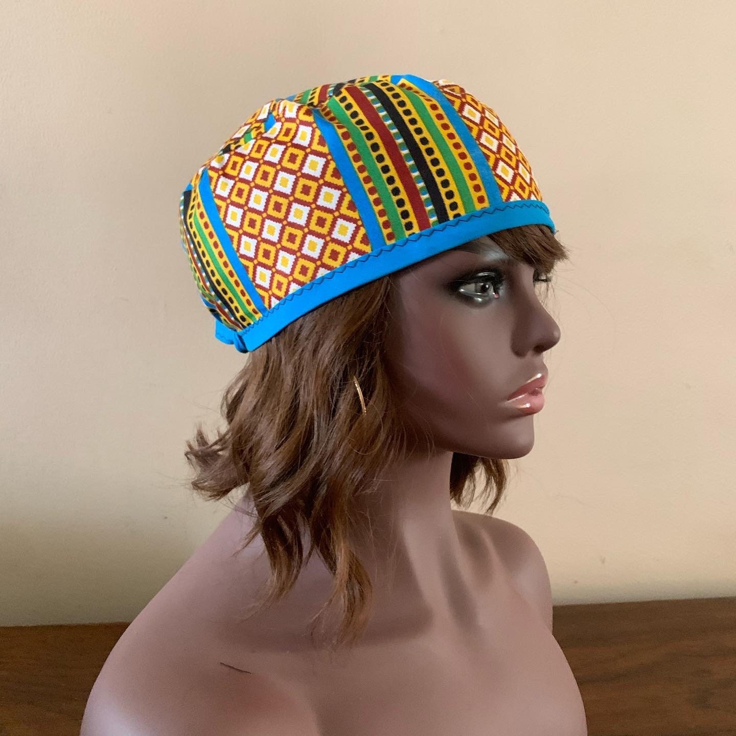 No Elastic skull cap style unisex fitted men African Print Etsy