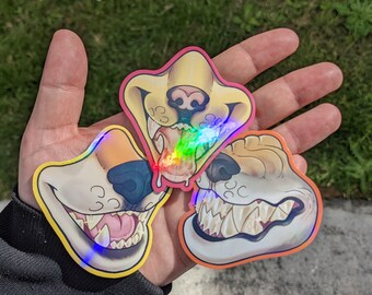 Holographic canine maws 3in vinyl stickers