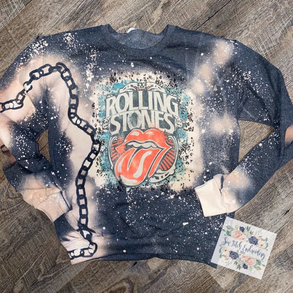 Rolling Stones Bleached Sweatshirt Distressed Sweatshirt - Etsy