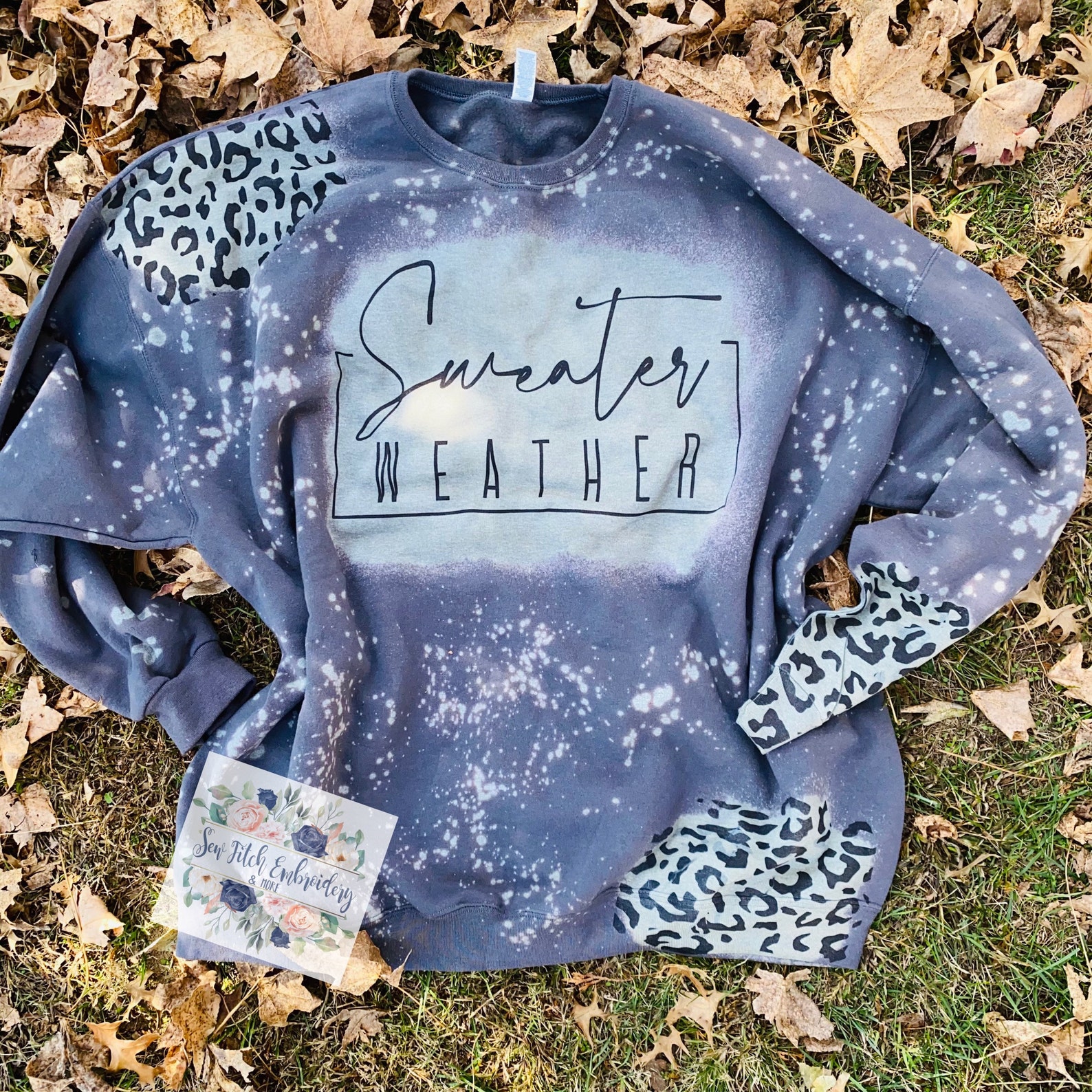 Sweater weather leopard print bleached sweatshirt comfy Etsy