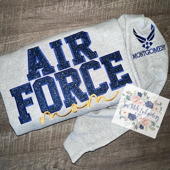 Air force mom embroidered sweatshirt | sparkle air force  sweatshirt | Custom sweatshirt | embroidered sweatshirt |