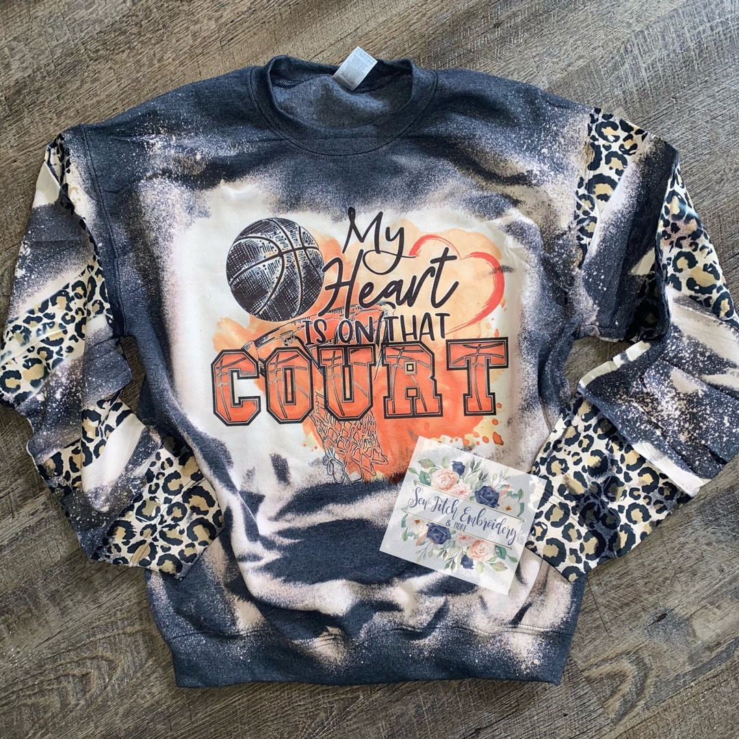 Basketball Mom Bleached Sweatshirt My Heart is Out on That - Etsy