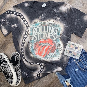 rolling stones shirt | bleached shirt | rock music | band shirt |