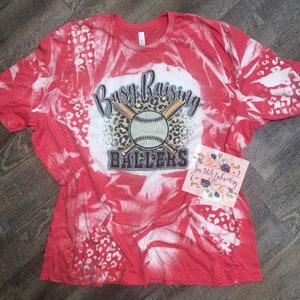 busy raising ballers bleached shirt  | baseball mom bleached shirt | leopard print baseball mom | leopard print softball mom
