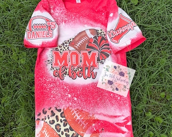 football mom cheetah bleached shirt  | football shirt | custom name football shirt | adult bleached shirt |