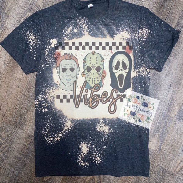 Halloween bleached shirt  | halloween vibes shirt | adult bleached shirt |