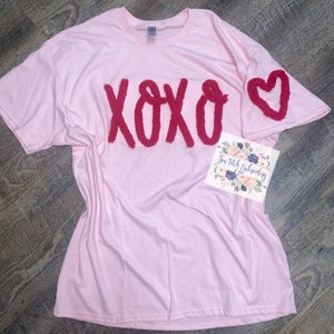 XOXO embroidered shirt, Valentines day shirt,  embroidered sweatshirt, chenille sweatshirt, mama mini sweatshirt, mimi shirt, grandma shirt