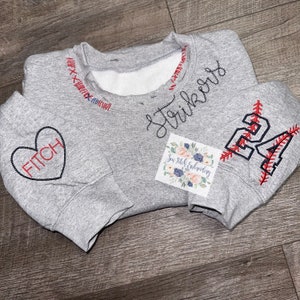 Custom baseball hand and machine embroidered sweatshirt | Custom sweatshirt | mascot sweatshirt | embroidered sweatshirt | baseball shirt