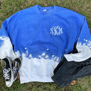 Monogrammed bleached sweatshirt | monogrammed sweatshirt | embroidered sweatshirt