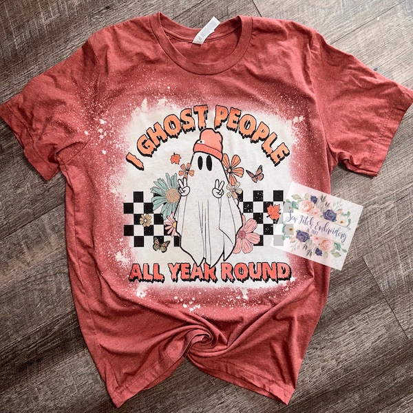 I ghost people all year round bleached shirt | fall shirt | bleached shirt | halloween shirt | retro fall shirt