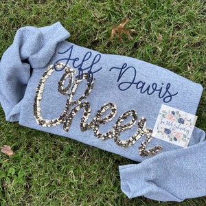 Cheer embroidered sweatshirt | Custom Cheer sweatshirt | Cheer mom | embroidered sweatshirt | Sequin cheer sweatshirt |