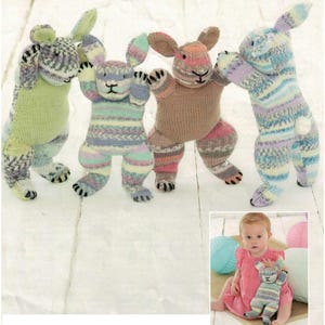 PDF Instant Download Knitting Pattern *Bunnies* DK or 4ply Weight Yarn