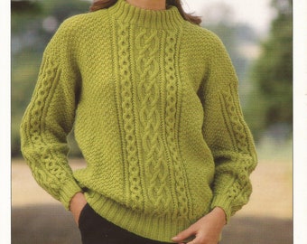 PDF Download instantâneo Padrão de tricô * Suéter feminino texturizado Aran Cable * Hayfield 00336