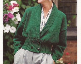 PDF Instant Download Knitting Pattern *Lady&#39;s DK Shawl Collar Jacket* Hayfield 00622