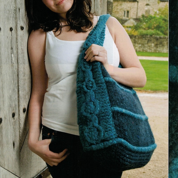 PDF Instant Download Knitting Pattern *Big Felted Cabled Shoulder Bag* Chunky Wool Yarn